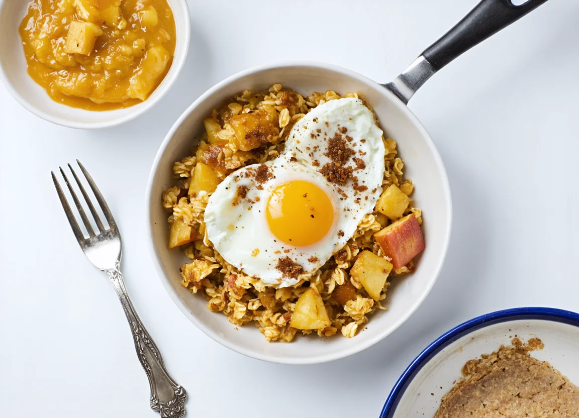 Savory oatmeal scramble with eggs & applesauce - Helpful tip highlight