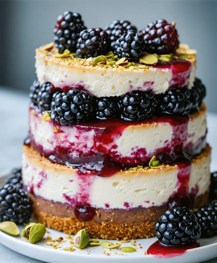 Pistachio & Blackberry Cheesecake Towers - Ingredient close-up
