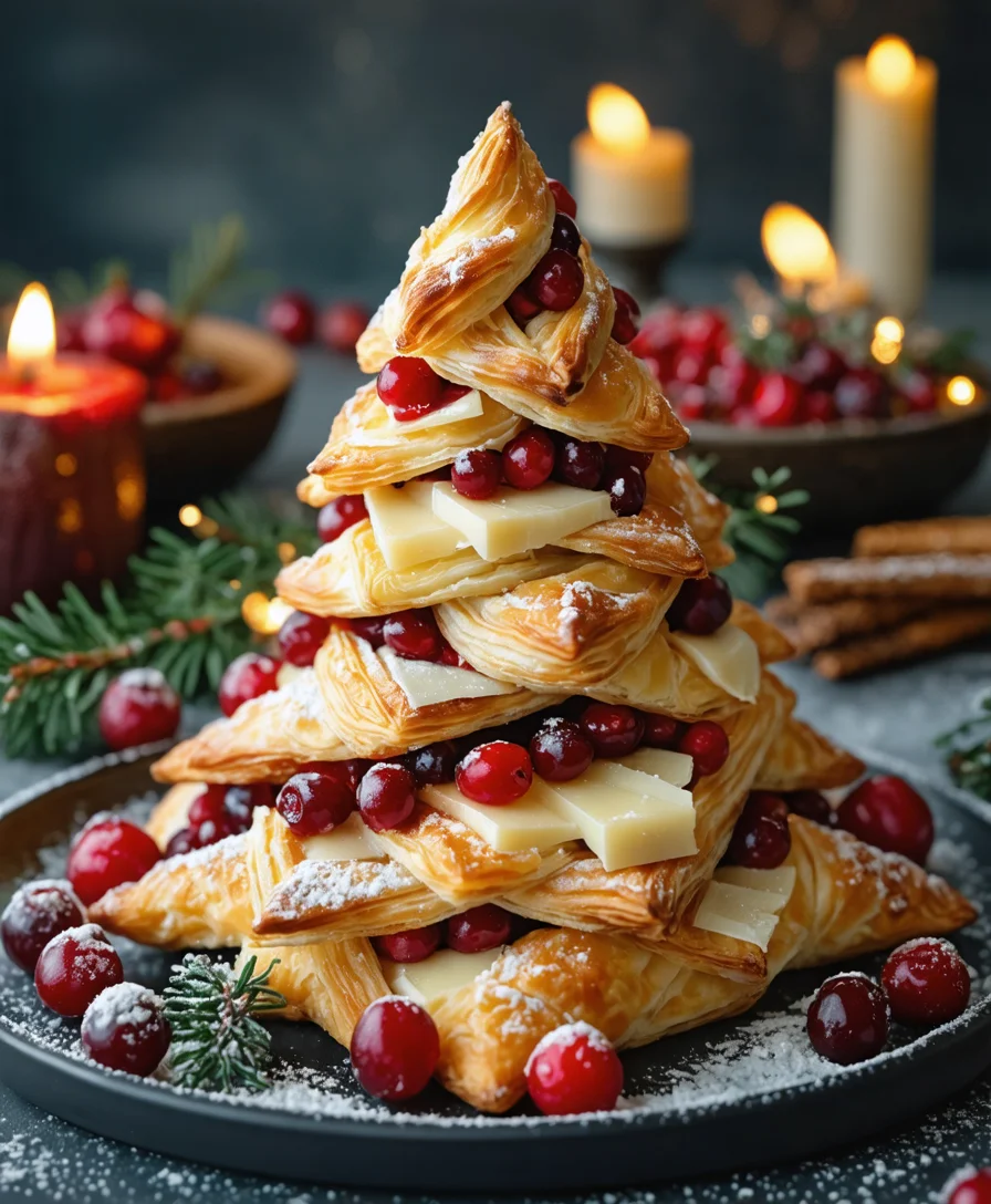 Brie & Cranberry Puff Pastry Tree Tower - Ingredient close-up