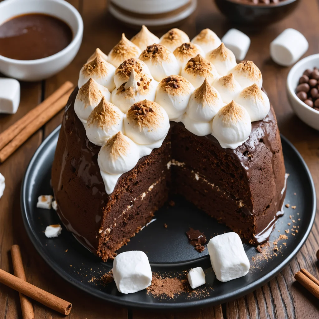 Hot Chocolate Poke Cake - Serving suggestion