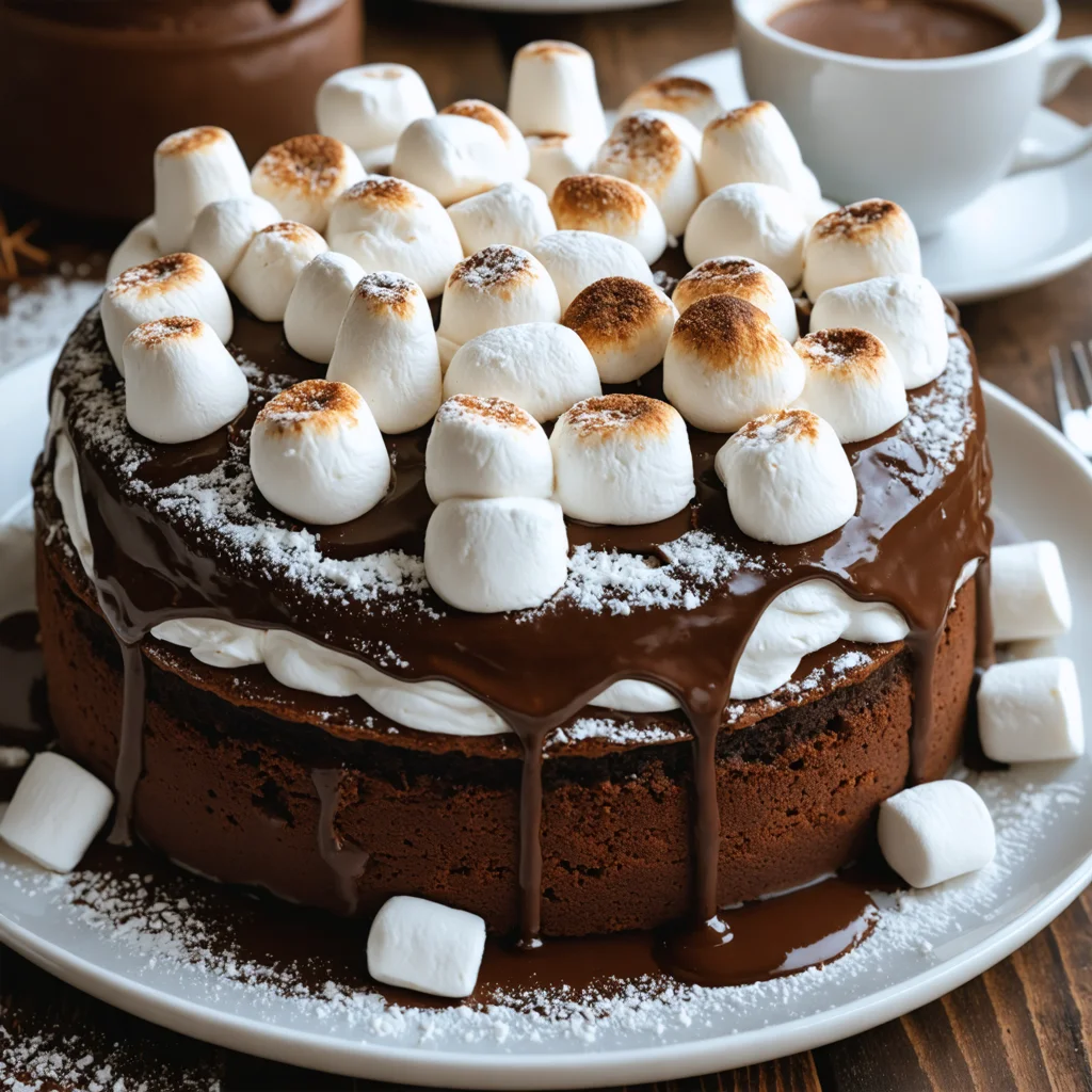 Hot Chocolate Poke Cake - Close-up shot