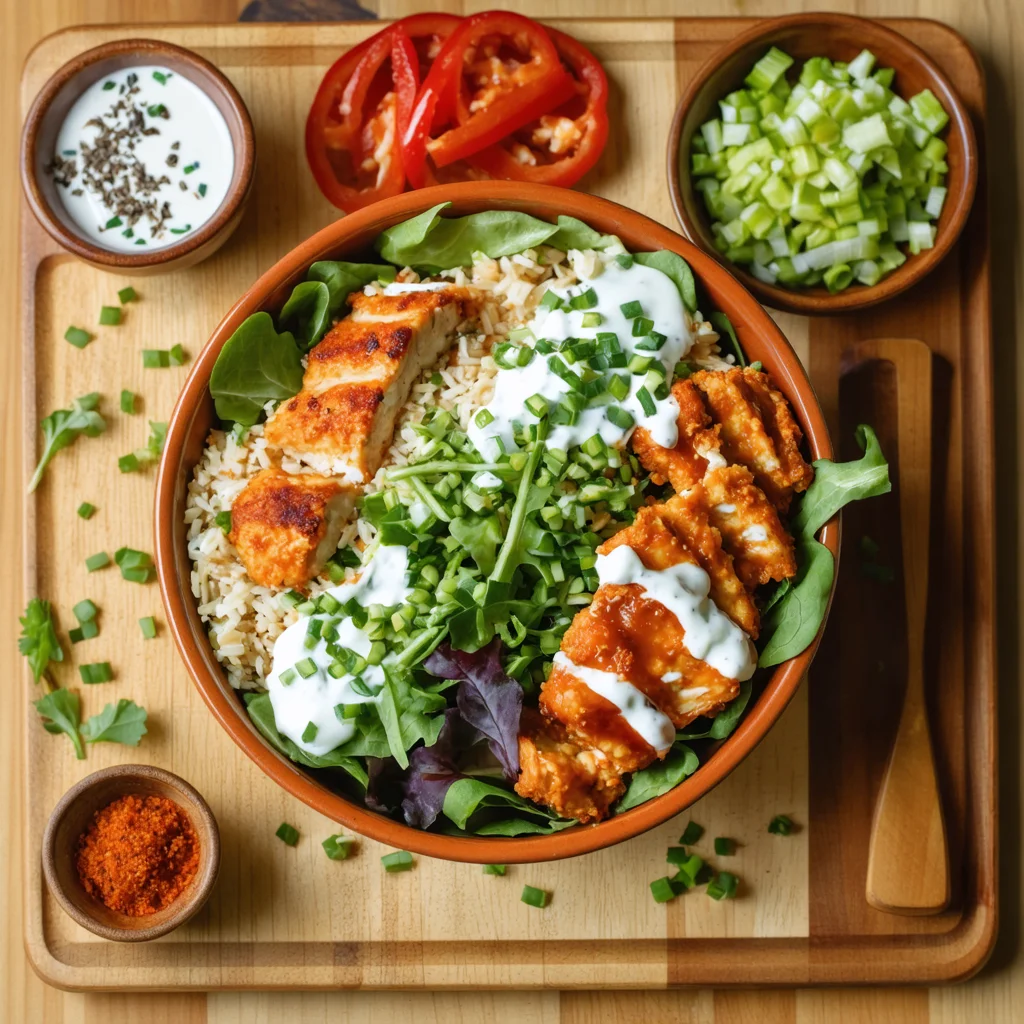 Buffalo Chicken Bowls - Serving suggestion