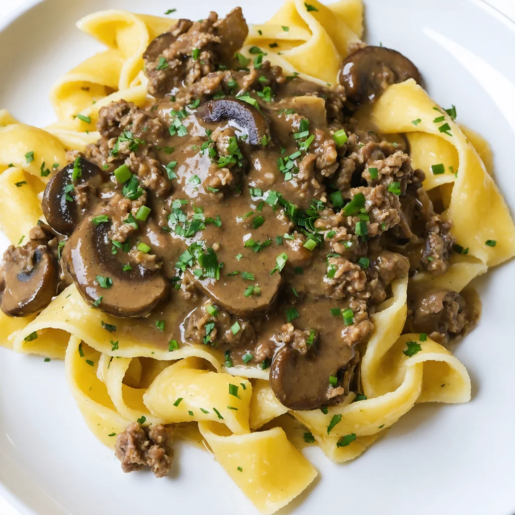 Ground Beef Stroganoff - Ingredient close-up