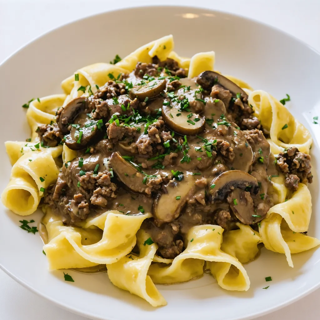 Ground Beef Stroganoff - Close-up shot