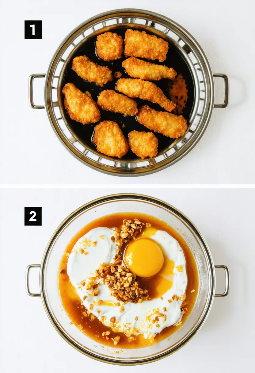 Pan-fried food in oil compared to air-fried or oven-baked cooking methods for health comparison.