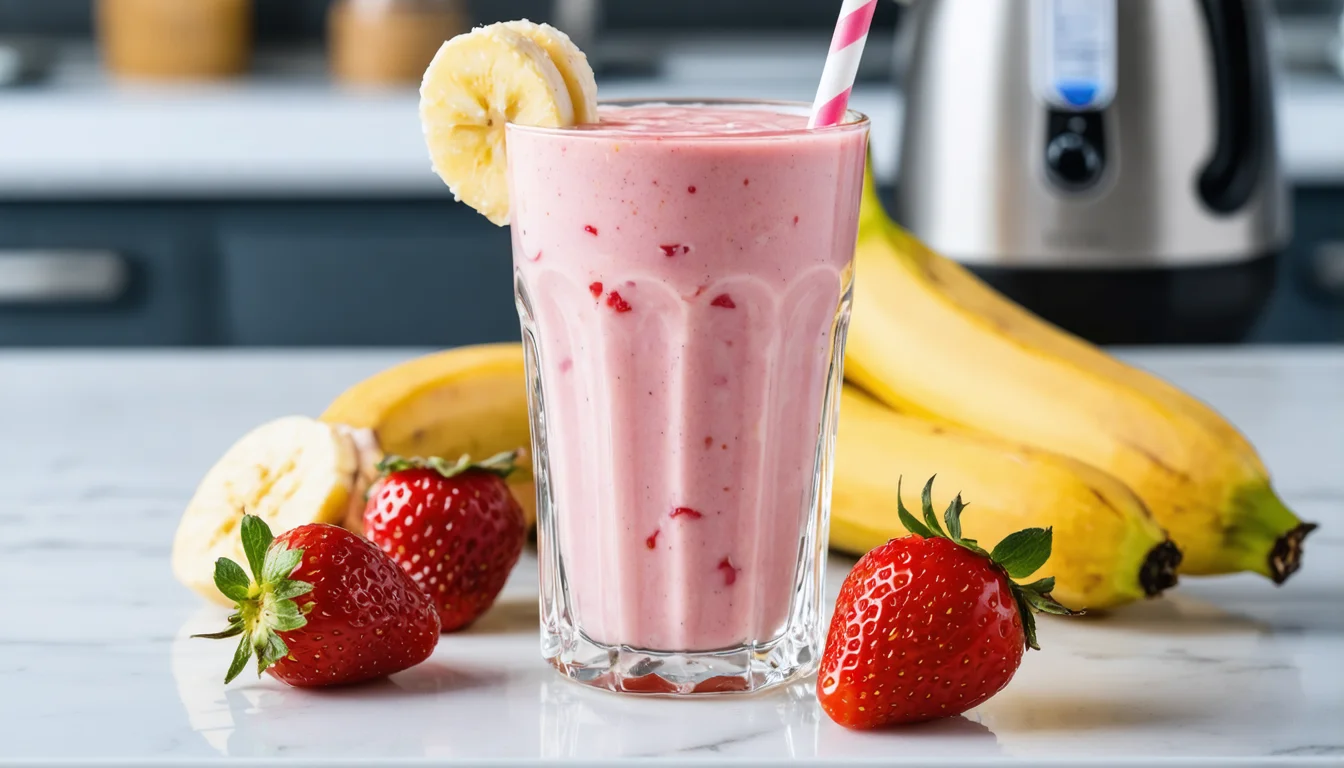 Strawberry Banana Smoothie - Close-up shot