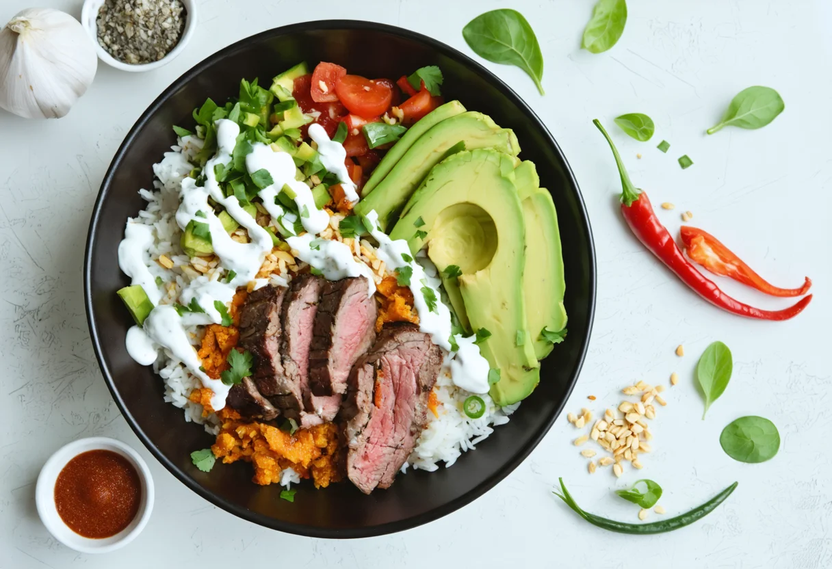Chipotle Steak & Avocado Bowl - Serving suggestion
