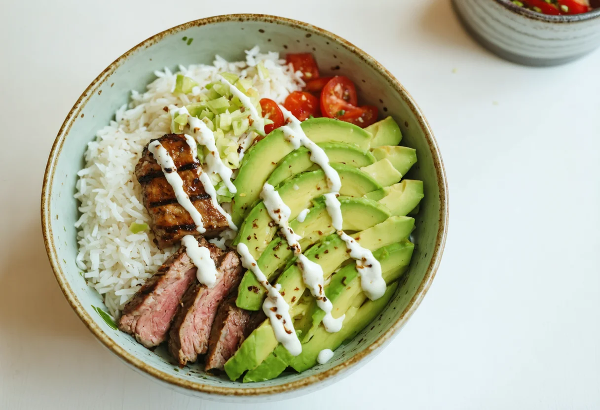 Chipotle Steak & Avocado Bowl - Close-up shot