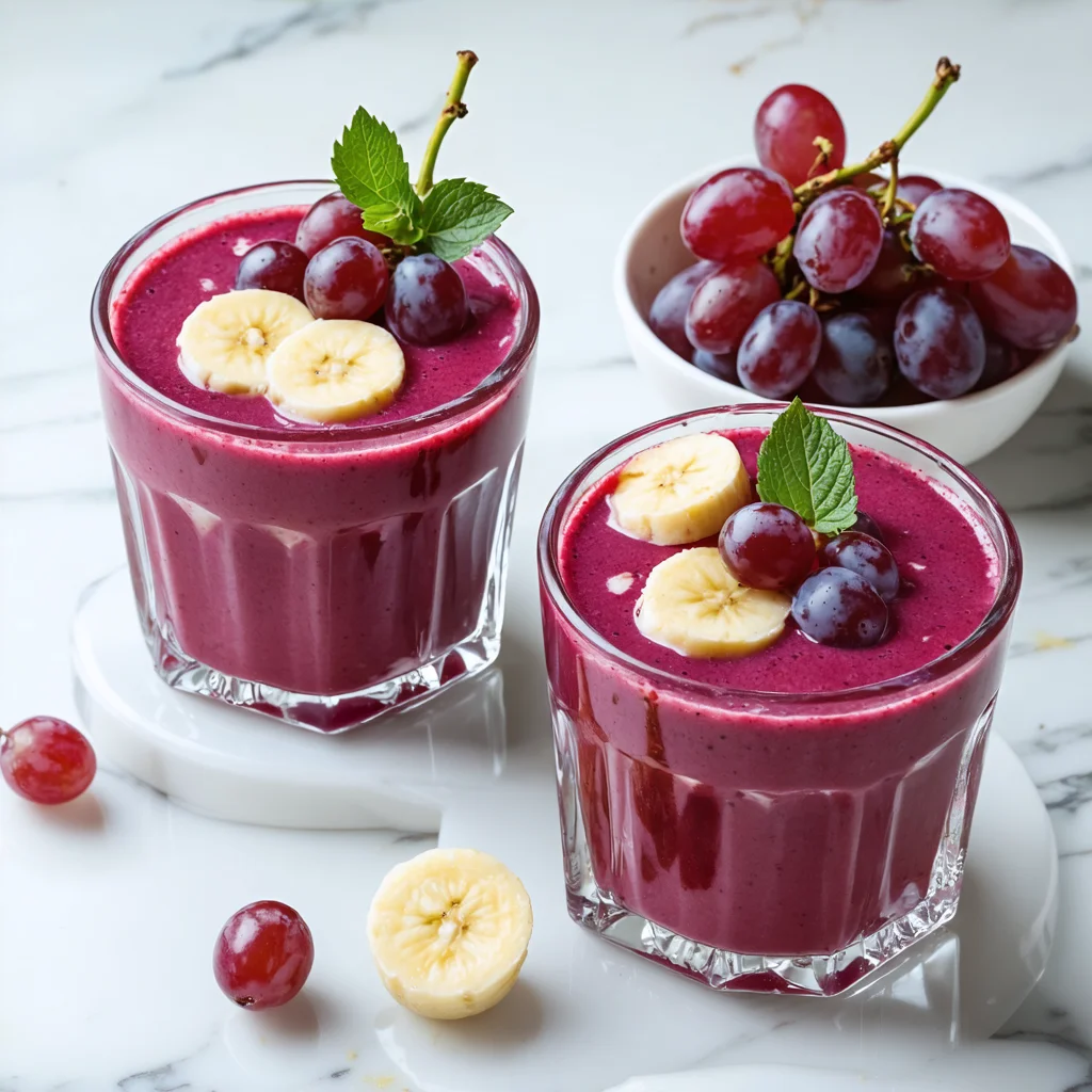 Fresh Grape Smoothie in Glass with Purple Grapes