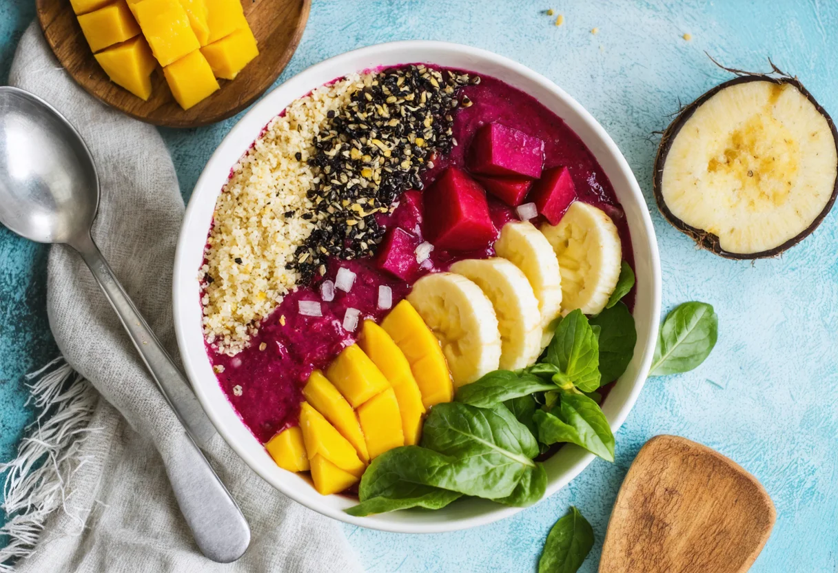 Quinoa, Beet & Halloumi Bowl - Ingredient close-up